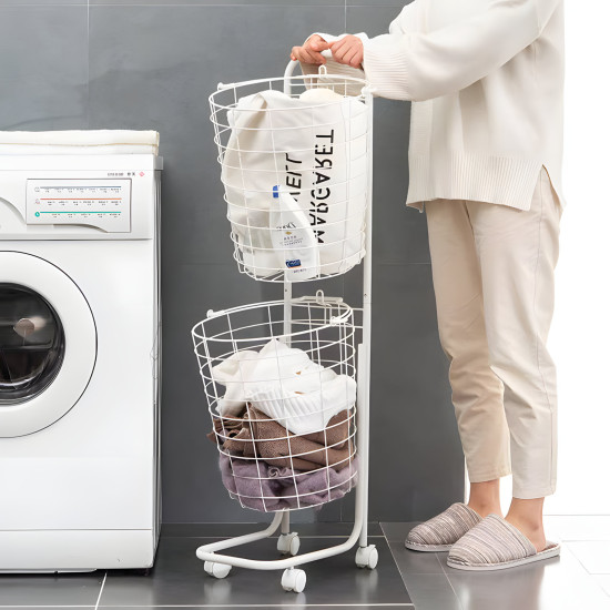 Two-Tier Round Laundry Basket